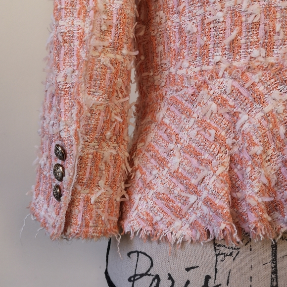 Zara pink tweed "Chanel" style open front Blazer - Picture 8 of 9